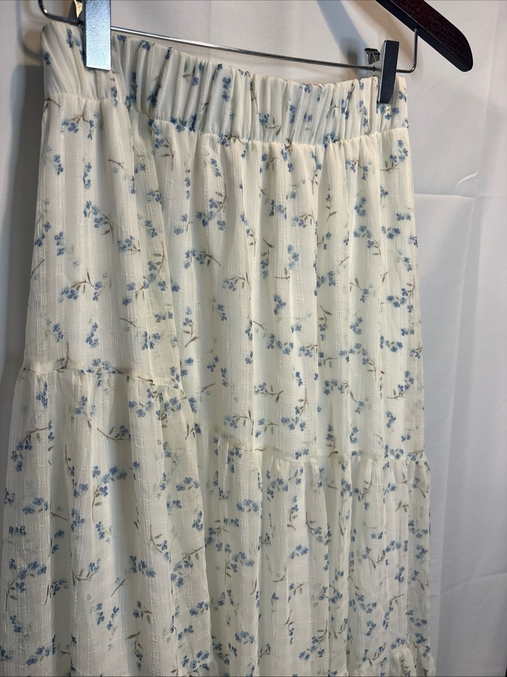 Altar'd State Cream Maxi Skirt with Light Blue Floral Print - Picture 5 of 6